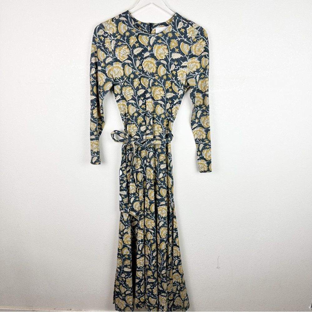 Anthropologie Cleobella Maxi Wrap Long Sleeve Cotton Sun Dress Floral Small